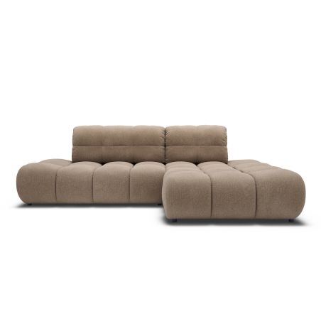 Canapé d'angle droit convertible ALMERA 4 places tissu taupe