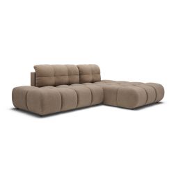 Canapé d'angle droit convertible ALMERA 4 places tissu taupe