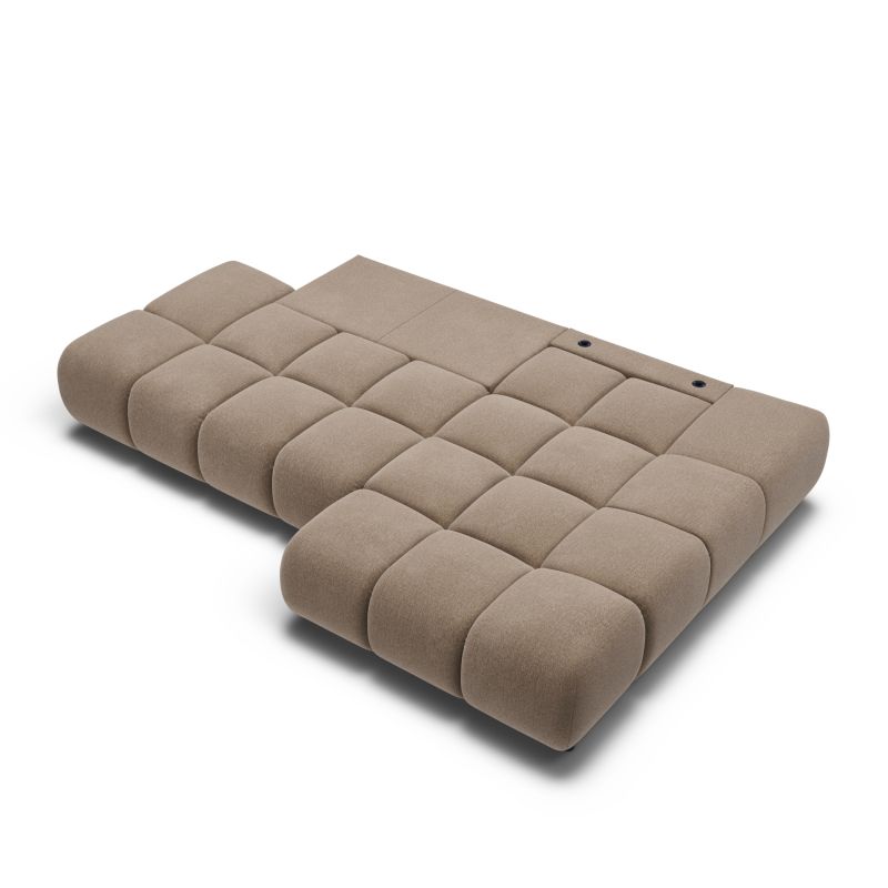 Canapé d'angle droit convertible ALMERA 4 places tissu taupe