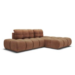 Canapé d'angle droit convertible ALMERA 4 places tissu terracotta