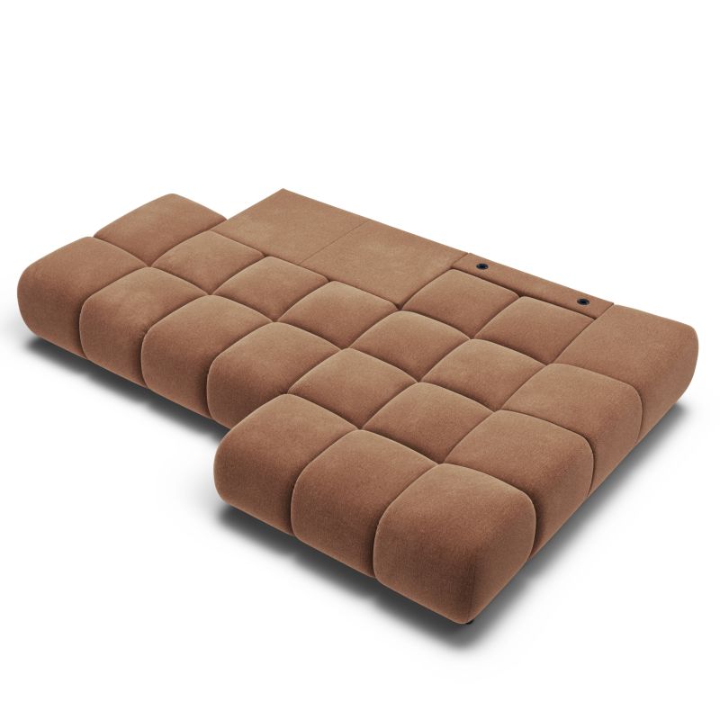 Canapé d'angle droit convertible ALMERA 4 places tissu terracotta