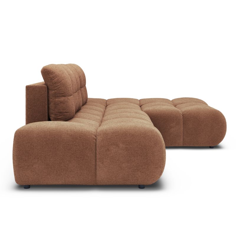 Canapé d'angle droit convertible ALMERA 4 places tissu terracotta