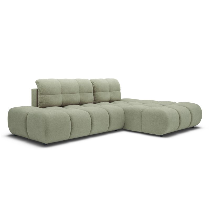 Canapé d'angle droit convertible ALMERA 4 places tissu vert