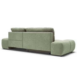 Canapé d'angle droit convertible ALMERA 4 places tissu vert