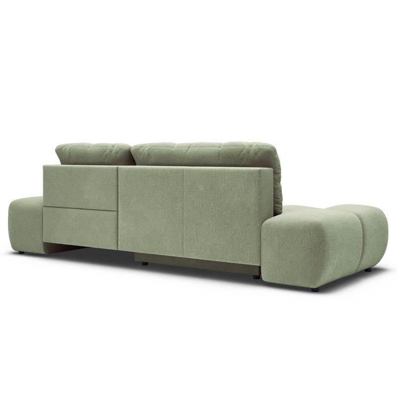 Canapé d'angle droit convertible ALMERA 4 places tissu vert