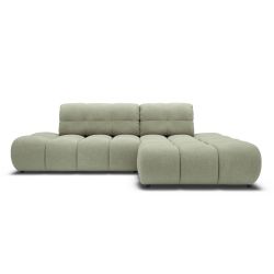 Canapé d'angle droit convertible ALMERA 4 places tissu vert