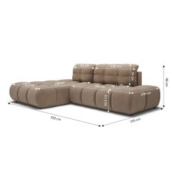 Canapé d'angle gauche convertible ALMERA 4 places tissu taupe