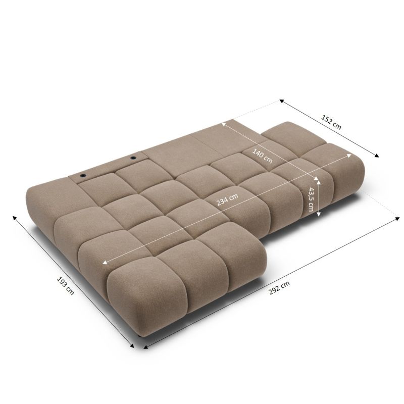 Canapé d'angle gauche convertible ALMERA 4 places tissu taupe