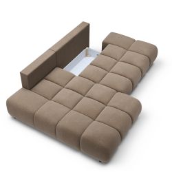 Canapé d'angle gauche convertible ALMERA 4 places tissu taupe
