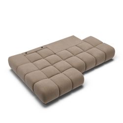 Canapé d'angle gauche convertible ALMERA 4 places tissu taupe