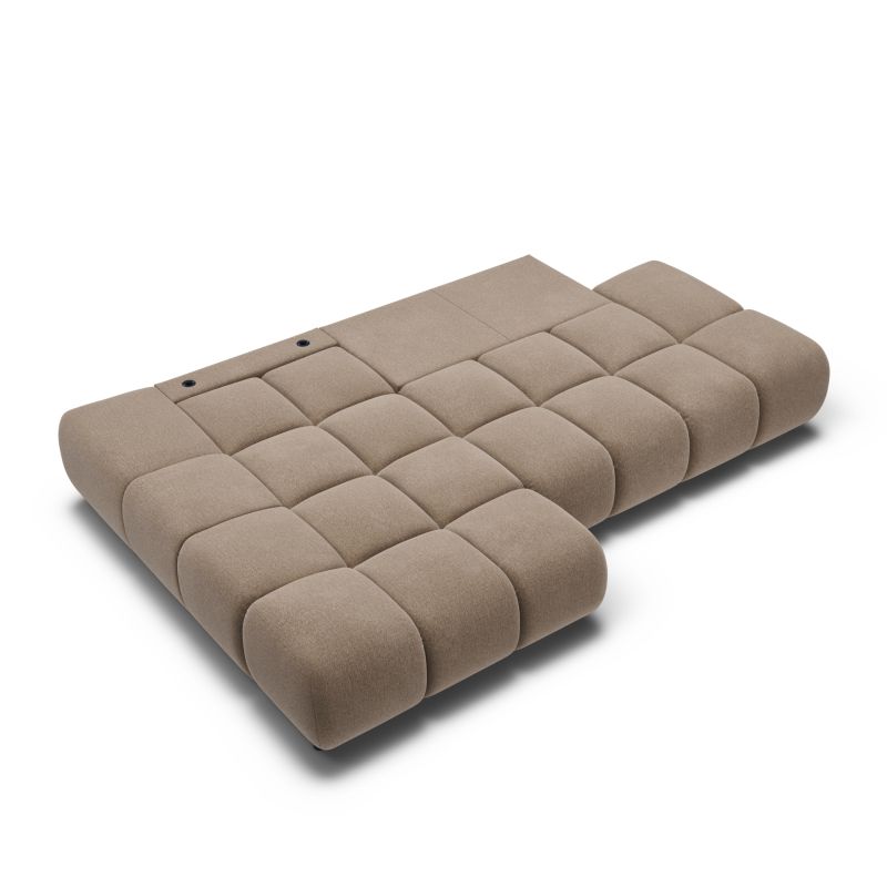 Canapé d'angle gauche convertible ALMERA 4 places tissu taupe