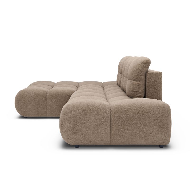 Canapé d'angle gauche convertible ALMERA 4 places tissu taupe