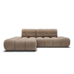 Canapé d'angle gauche convertible ALMERA 4 places tissu taupe