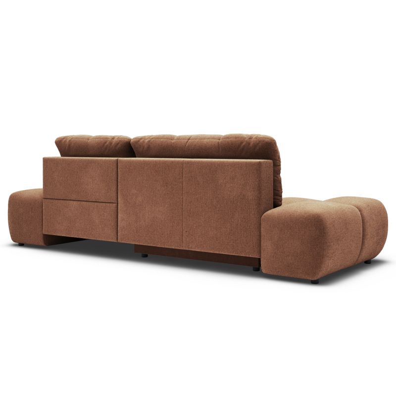 Canapé d'angle gauche convertible ALMERA 4 places tissu terracotta