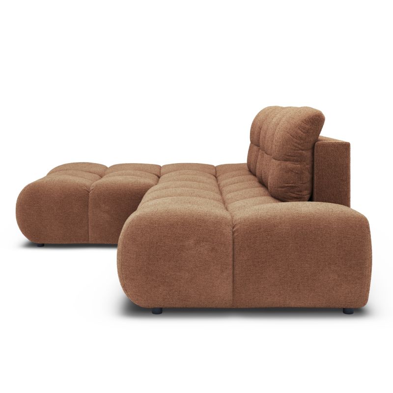 Canapé d'angle gauche convertible ALMERA 4 places tissu terracotta