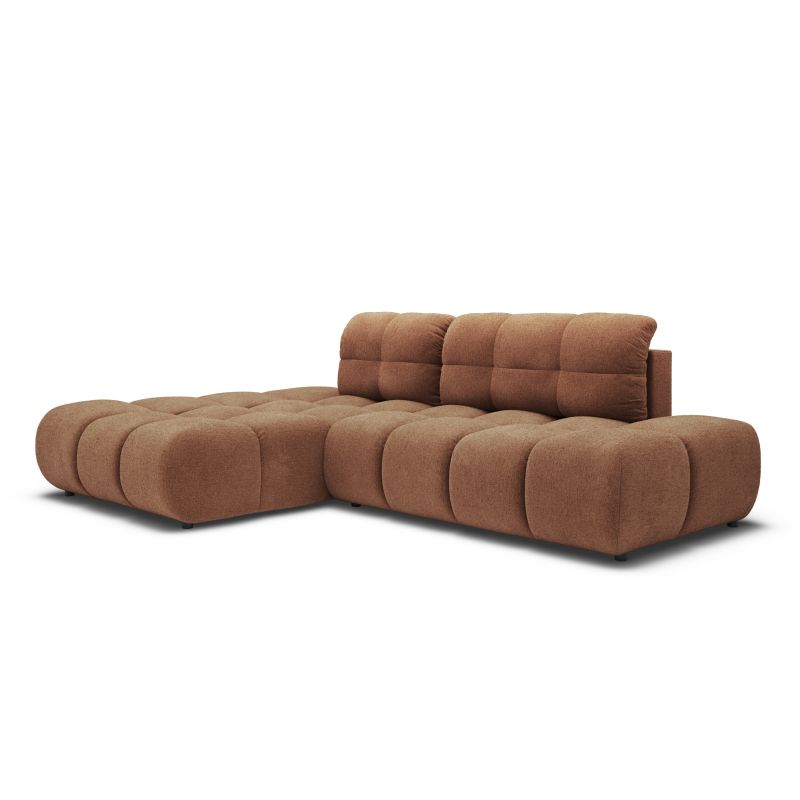 Canapé d'angle gauche convertible ALMERA 4 places tissu terracotta