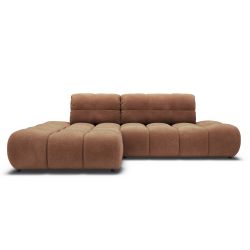 Canapé d'angle gauche convertible ALMERA 4 places tissu terracotta
