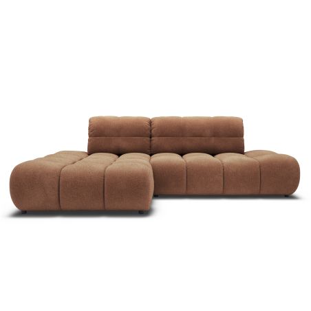 Canapé d'angle gauche convertible ALMERA 4 places tissu terracotta