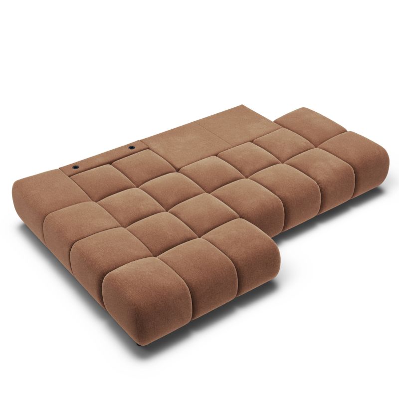 Canapé d'angle gauche convertible ALMERA 4 places tissu terracotta