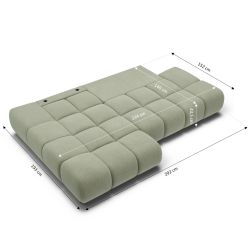 Canapé d'angle gauche convertible ALMERA 4 places tissu vert