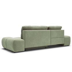 Canapé d'angle gauche convertible ALMERA 4 places tissu vert