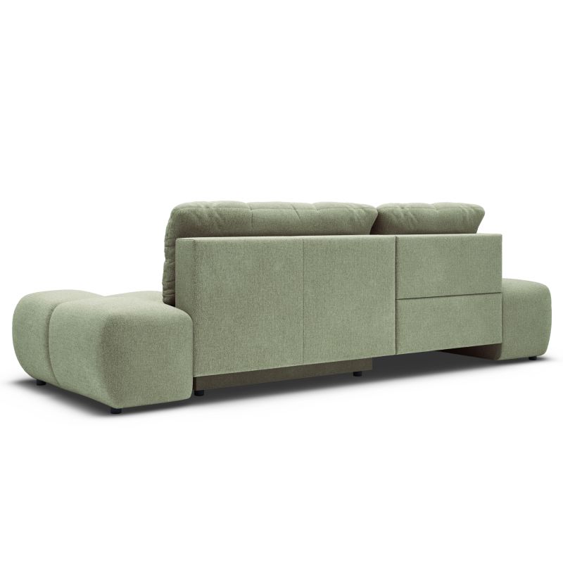 Canapé d'angle gauche convertible ALMERA 4 places tissu vert
