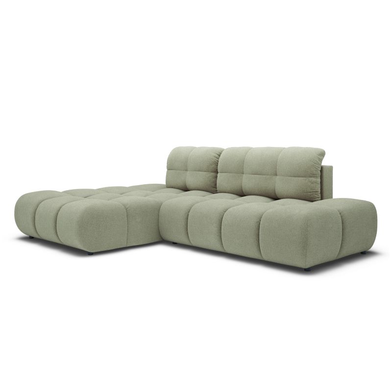 Canapé d'angle gauche convertible ALMERA 4 places tissu vert