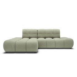 Canapé d'angle gauche convertible ALMERA 4 places tissu vert