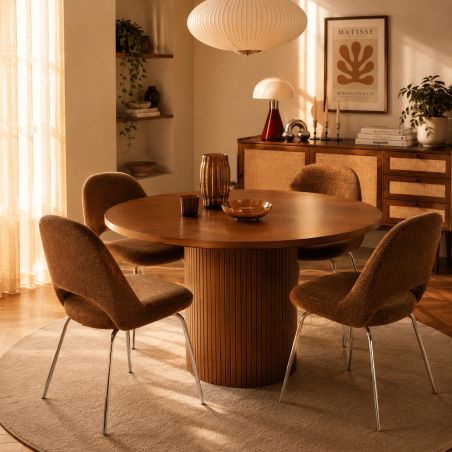 Table à manger ERNEST ronde placage frêne foncé 120cm