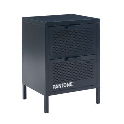 Table de chevet PANTONE métal bleu nuit double tiroirs 40cm