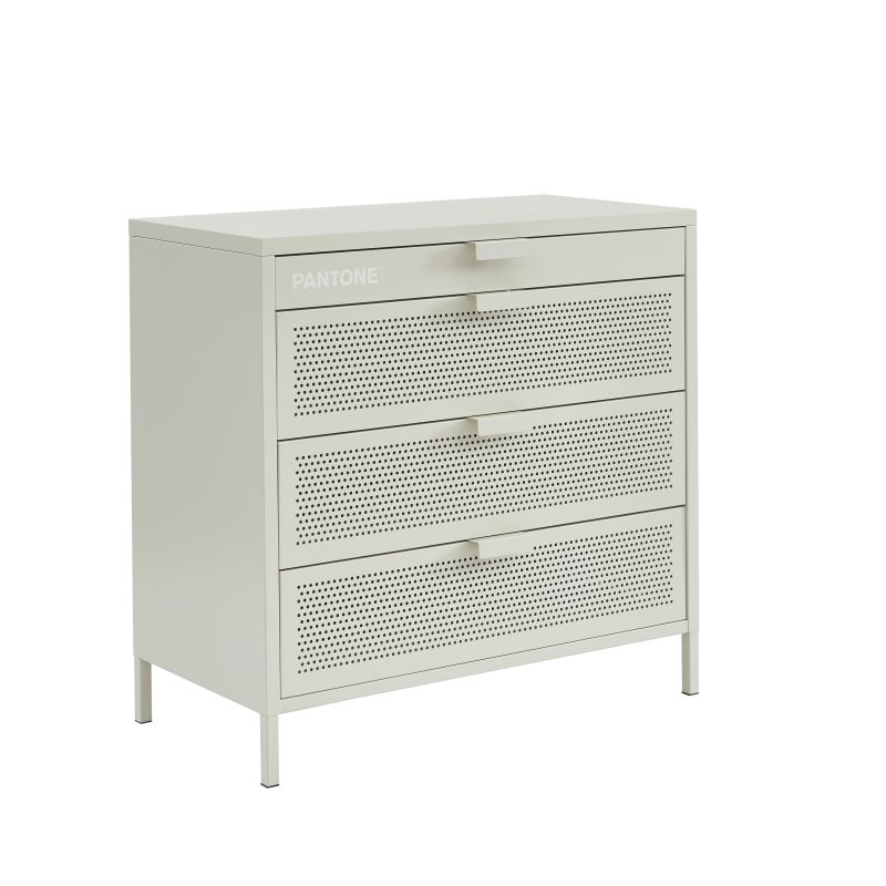 Commode PANTONE 4 tiroirs métal beige sable 80cm