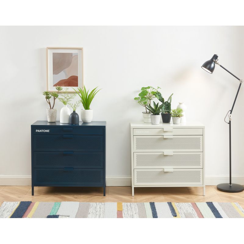 Commode PANTONE 4 tiroirs métal beige sable 80cm