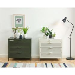 Commode PANTONE 4 tiroirs métal beige sable 80cm