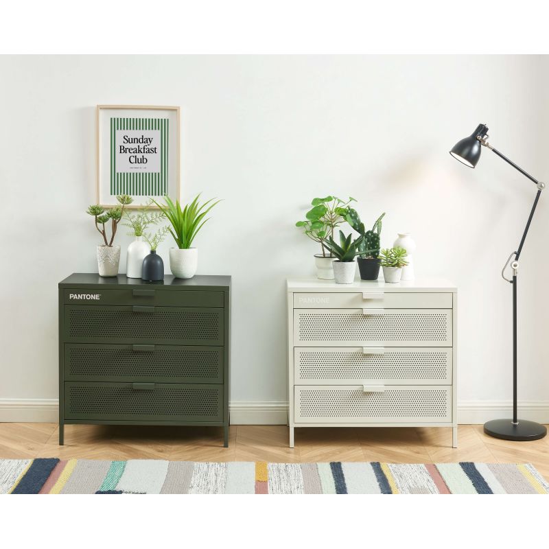 Commode PANTONE 4 tiroirs métal beige sable 80cm