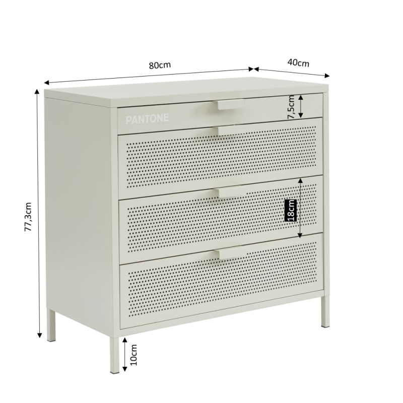 Commode PANTONE 4 tiroirs métal beige sable 80cm