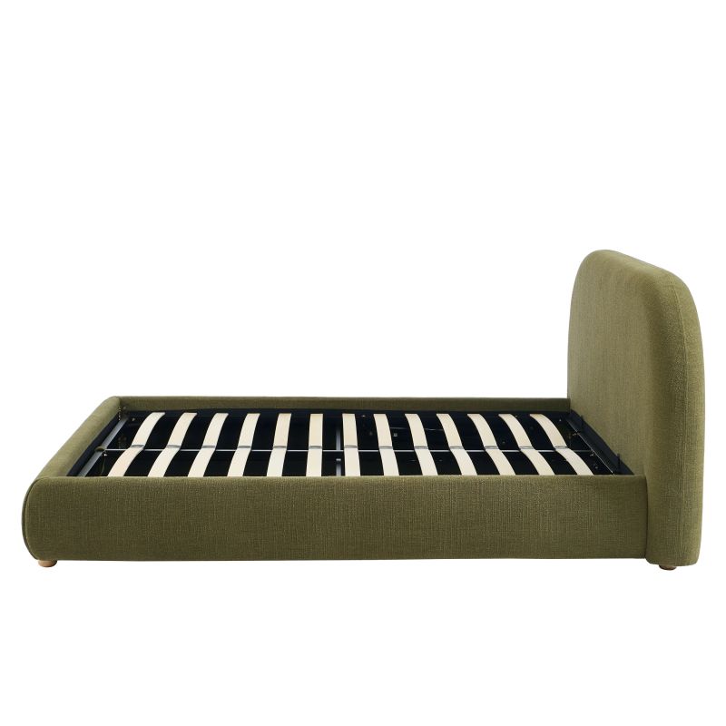 Lit coffre JELLY 160x200 tissu bouclette vert sommier inclus