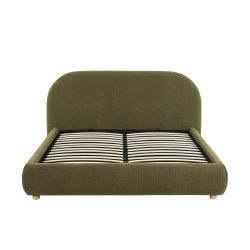 Lit coffre JELLY 160x200 tissu bouclette vert sommier inclus