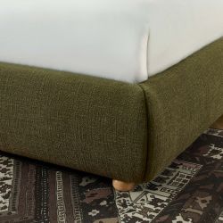 Lit coffre JELLY 140x190 tissu bouclette vert sommier inclus