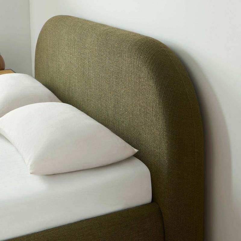 Lit coffre JELLY 140x190 tissu bouclette vert sommier inclus