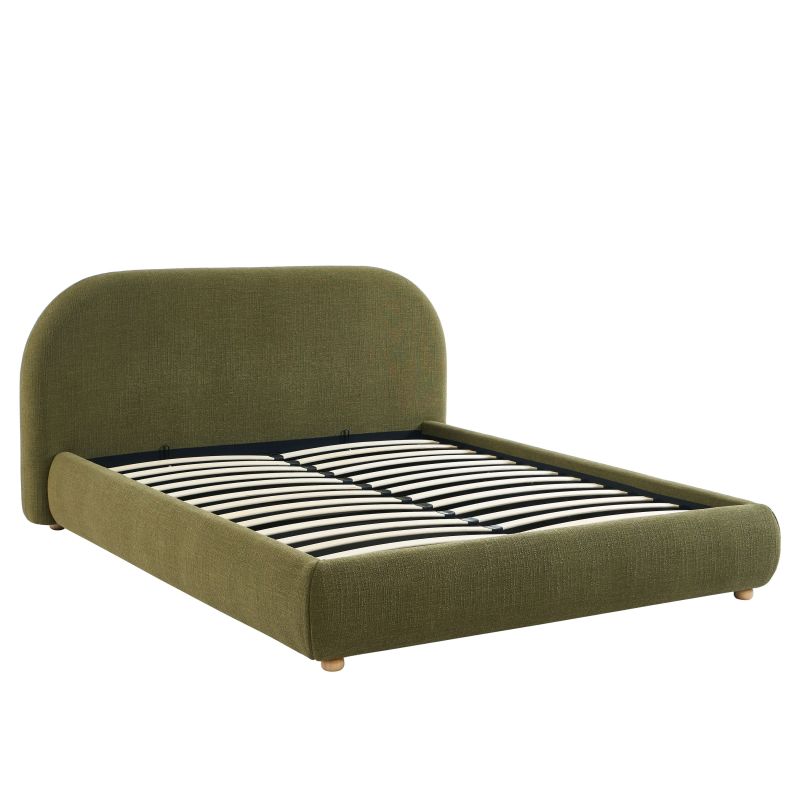 Lit coffre JELLY 140x190 tissu bouclette vert sommier inclus