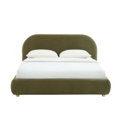 Lit coffre JELLY 140x190 tissu bouclette vert sommier inclus