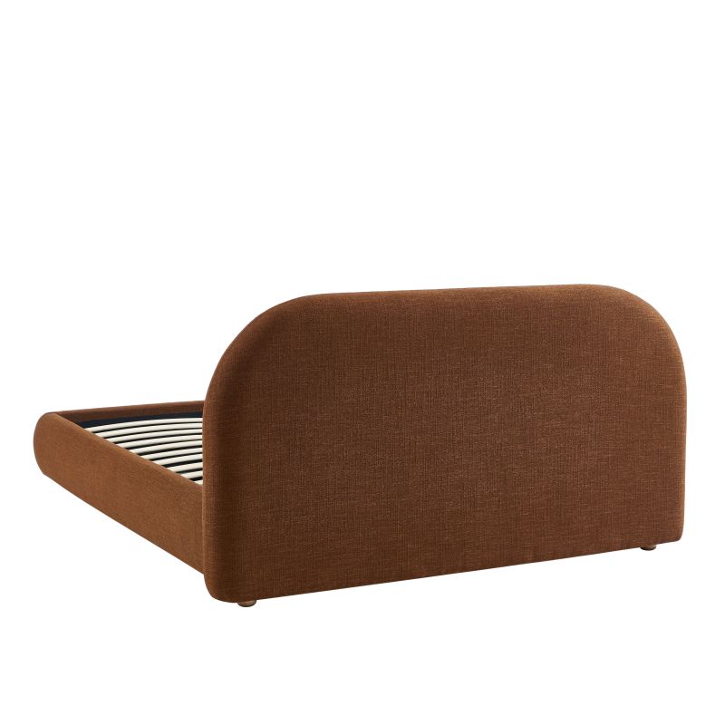 Lit coffre JELLY 140x190 tissu bouclette marron sommier inclus