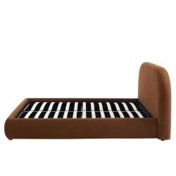 Lit coffre JELLY 140x190 tissu bouclette marron sommier inclus