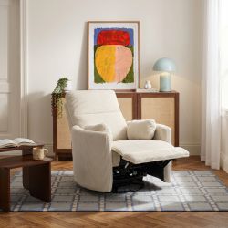 Fauteuil relax électrique pivotant ALCOR 1 place velours côtelé beige