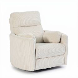 Fauteuil relax électrique pivotant ALCOR 1 place velours côtelé beige