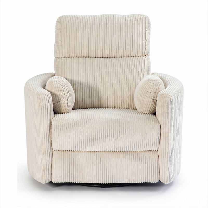 Fauteuil relax électrique pivotant ALCOR 1 place velours côtelé beige