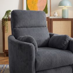 Fauteuil relax électrique pivotant ALCOR 1 place velours côtelé gris