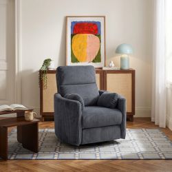 Fauteuil relax électrique pivotant ALCOR 1 place velours côtelé gris