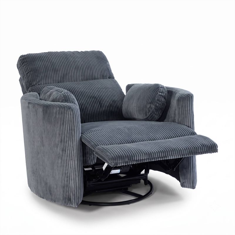 Fauteuil relax électrique pivotant ALCOR 1 place velours côtelé gris