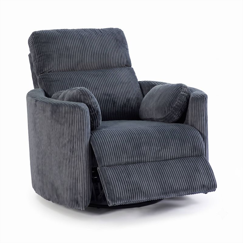 Fauteuil relax électrique pivotant ALCOR 1 place velours côtelé gris